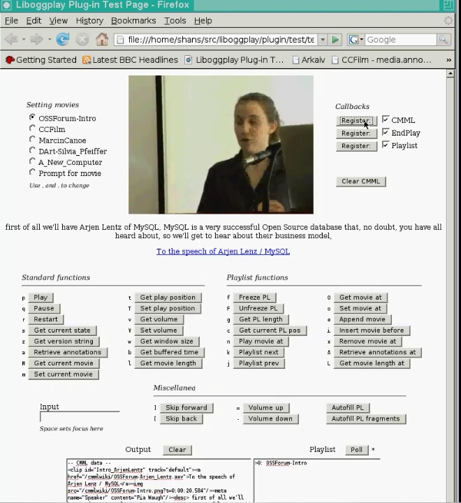 Javascript video API liboggplay